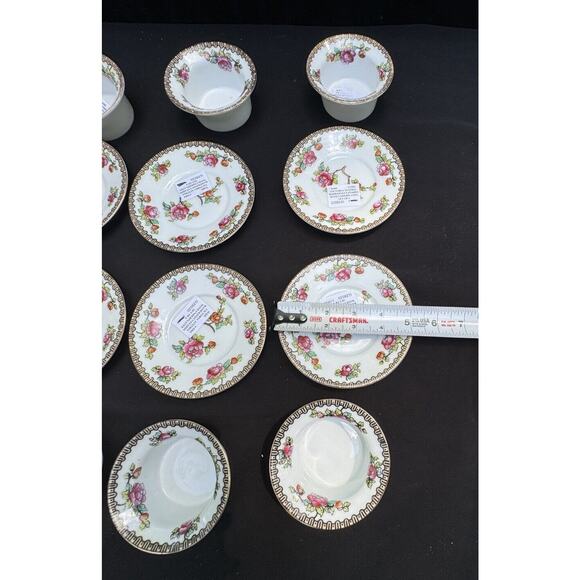 6 Antique Victoria Austria Porcelain Ramekins W/ Under-plates Floral Rare! -A60 - Picture 8 of 13
